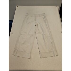 Ann Taylor Pants Womens Size 2 Beige High Rise Wide Leg Crop Chino Cotton